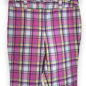 Vintage Lilly Pulitzer Main Line Fit Cropped Capri Pants Size 4 Pink Plaid